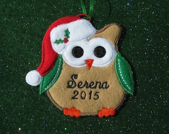 Personalized Owl Christmas Ornament or Gift Tag