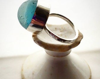 Example of Seaglass marble and sterling silver ring bykitzy