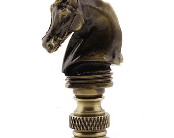 LAMP FINIAL horse head antique brass
