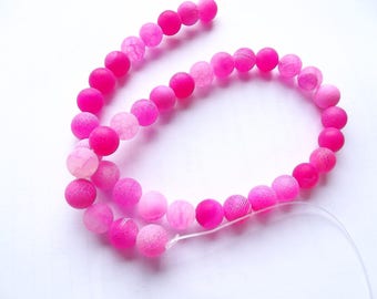 38 smooth frosted agate round beads pink 10 mm ZUI-150