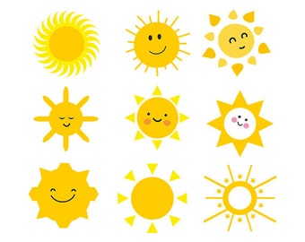 Sun svg - sun clipart - sun face clip art Cutting Template SVG EPS Silhouette DIY Cricut Vector digital Download