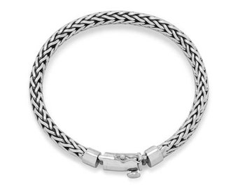 8" Oxidized Woven Bracelet, 9.25 sterling silver