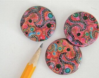 Handmade Decoupage Beads - Three (3)