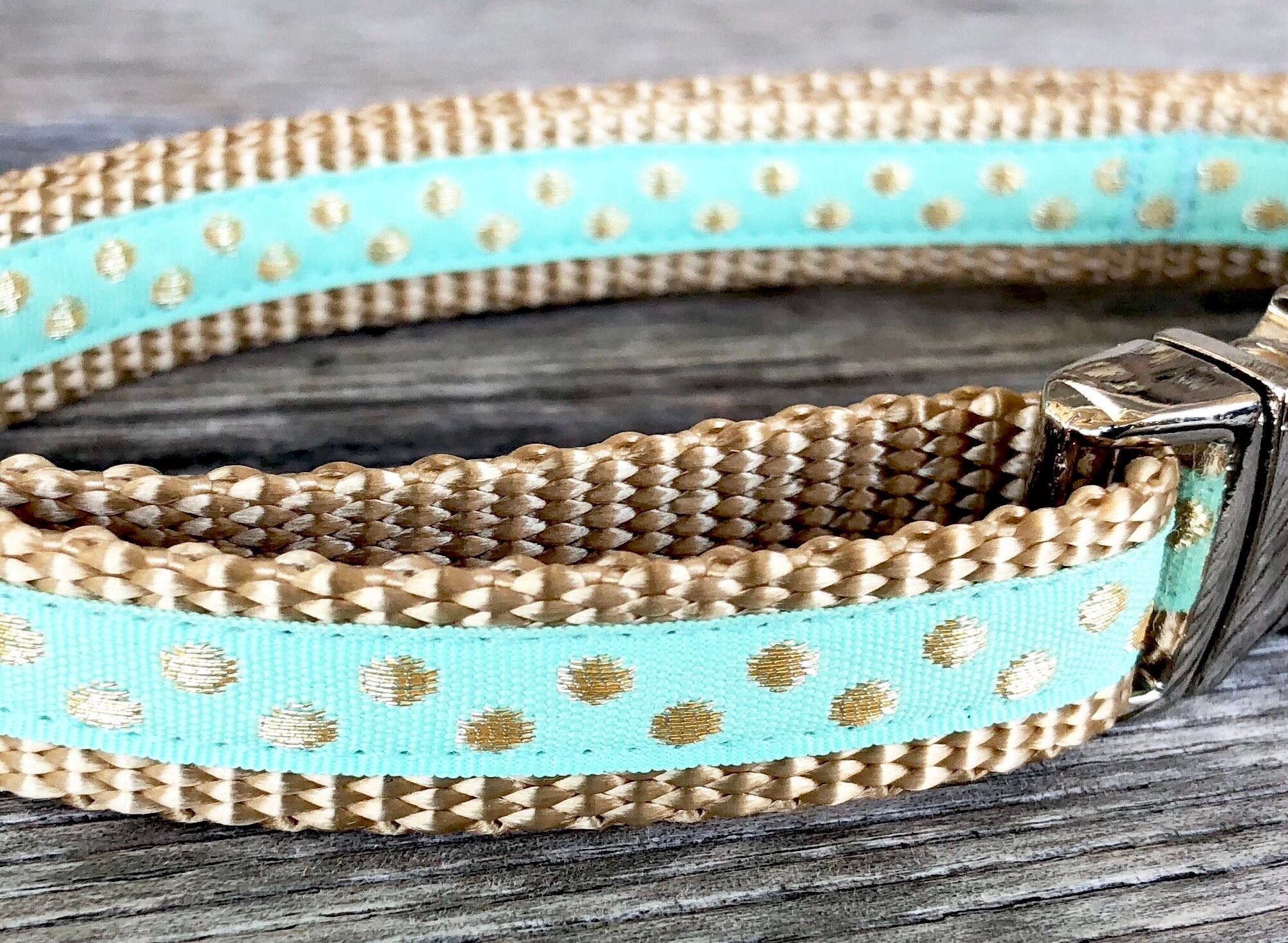 Gold Pebbles 5/8 Dog Collar Pink and Gold Dog Collar