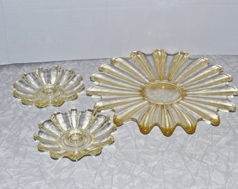 Fostoria Celestial Plate & Candle Holder Set