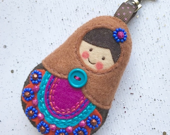 Matryoshka, babushka, russian doll, Keychain Felt
