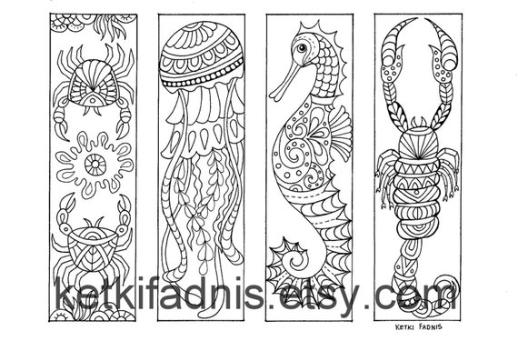 coloring bookmarks sea creatures bookmarks coloring page