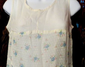 Gorgeous 20s Cotton and Dotted Swiss Floral Dress