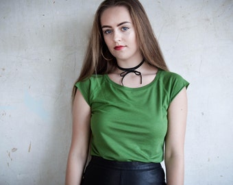 Bamboo Ladies T Shirt - Super Soft Raglan - Green