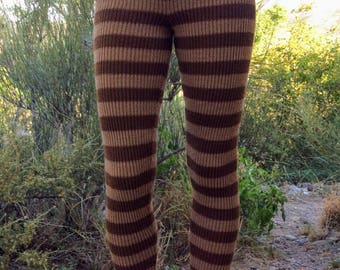 Stretchy, striped, alpaca or organic merino wool, knit leggings, tights, pants