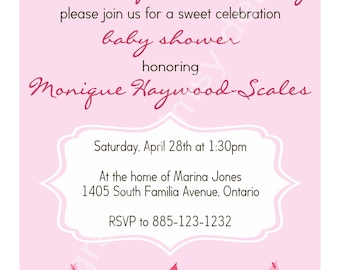 Cupcake Baby Shower Invitation- pink, brown, white