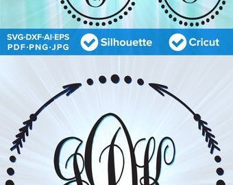 Monogram Frame Set 01 - Arrows and Circles - Arrow Circle SVG Cut File, DXF, Png, Eps, Pdf, Ai, Cricut, Silhouette Studio