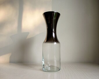 Vitreon Queens Silver Fade Carafe , 1 Litre Lustre Wine Carafe , Vintage Ombre Wine Water Decanter , Mid Century Barware