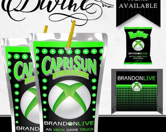 XBOX CapriSun - Juice Label - Juice Box - Custom Favor - XBOX Birthday - Game Party - Gamer - Game On - Digital - Printable - Drinks - Label