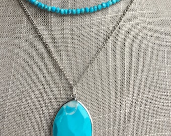 Faceted Turquoise long necklace