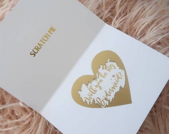 Personalised GOLD FOIL SCRATCH off proposal card, wedding, engagement, bridesmaid, maid of honour, scratchie, custom, bridal party, unique