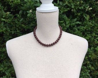 Pearl Necklace Vintage Eggplant Color