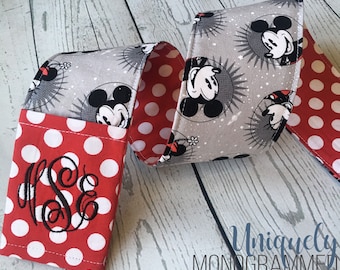 Disney Minnie Mickey Camera Strap-Padded Camera Strap Cover Lens Cap Pocket-Photographer Gift-Disney Grey- Red Dot