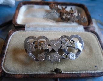 ANTIQUE EDWARDIAN SILVER Sweetheart Brooch - c1914, W &S