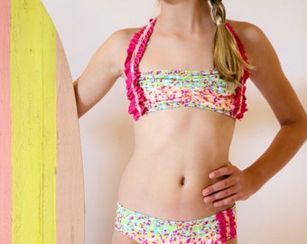 Multi Colored Leopard Bandeau Bikini