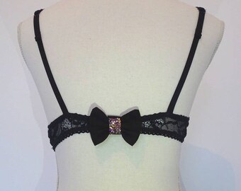 Cache-Staples bra black GLITTER bow