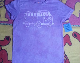 VW Bus Batik Purple Women's Small With Bird