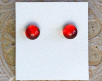 Dichroic Glass Earrings, Smoldering Orange DGE-1284