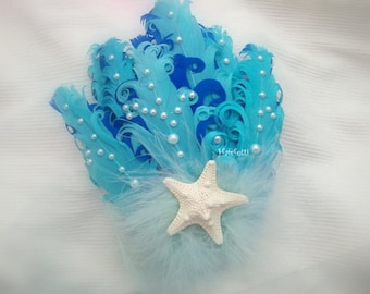 Blue mermaid hair clip, mermaid headpiece, ocean fascinator, mermaid costume, mermaid accessories, dance costume, dance hairpiece, mermaids