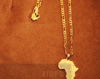 Africa Map Necklace • Gold Finish
