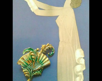 VINTAGE fan brooch 1950's