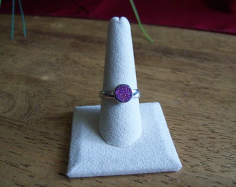 Sterling Silver Multicolor Druzy Ring- Size 8 3/4
