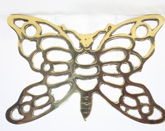 Vintage Brass Butterfly Trivet/Hot Plate, Made in Thailand