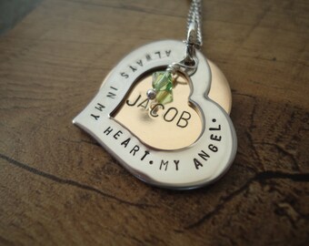 Baby Loss Birthstone Necklace with Name - Personalized Hand Stamped Necklace - In Loving Memory Necklace - Sympathy Gift - Loss of an Angel