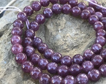Purple Lepidolite rounds 6mm beads 4 beads AAA quality