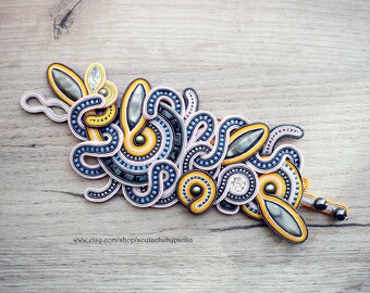 Unique handmade soutache bracelet.