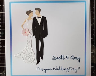 Handmade Wedding Cards - Personalised both inside and on the front of the card.