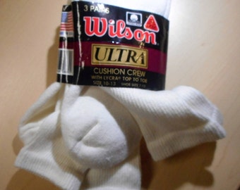 VINTAGE 3 Pack Athletic Sock's 80'S Or Early 90's by WILSON ULTRA Never Worn, Still With Tags on Them
