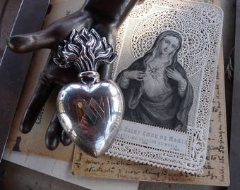 Antique Victorian French Heart of Mary, An Ex Voto for the Passionate, offered by RusticGypsyCreations