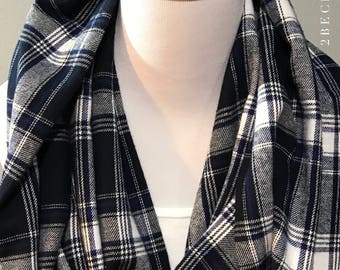 Infinity Scarf - Navy blue, cobalt & white