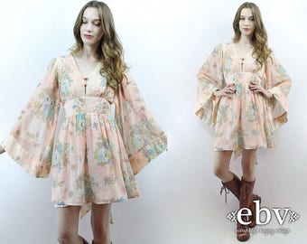 Angel Sleeve Dress Bell Sleeve Dress Hippie Wedding Dress Hippie Dress Hippy Dress 1970s Dress 70s Dress Boho Dress Festival Dress S