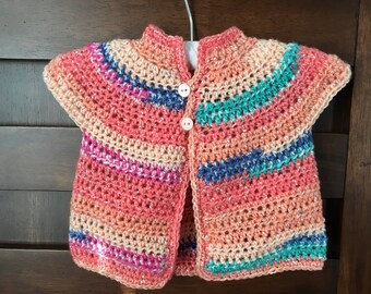 Cap Sleeve Sweater, coral, multi color