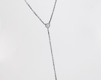 Sterling Silver Diamond Drop Necklace