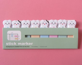 Kawaii Teeth Sticky Notes, Tooth Index Notes for Planners Journals Notebooks, Sticky Page Markers, Dentist Dental Hygienist Gift