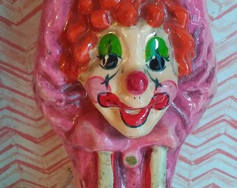 Vintage composition paper mache hanging clown