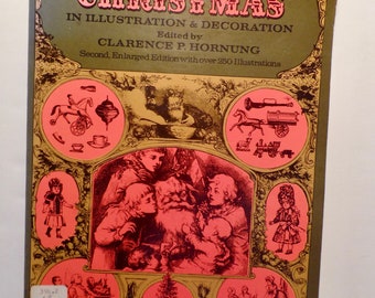 An Old-Fashioned Christmas in Illustration and Decoration Holiday Drawings Vintage Paperback 1970s