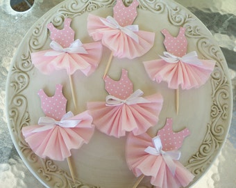 Birthday Decoration Party Dress Cupcake Toppers for Ballet or Princess Birthday Party