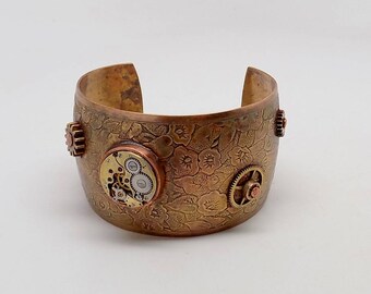 Steampunk bracelet. Steampunk cuff bracelet.
