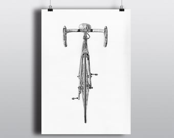Bicycle Art Print, Bike Art Print, Vintage Art : Bianchi Pista Front Profile