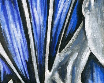 Surreal Art, Fibromyalgia Print, Chronic Pain, Mental Health Decor, Blue, Black and White, Large Wall Art