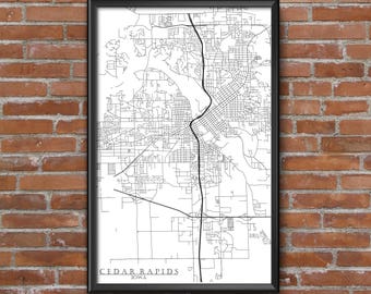 Cedar Rapids, Iowa Map Art